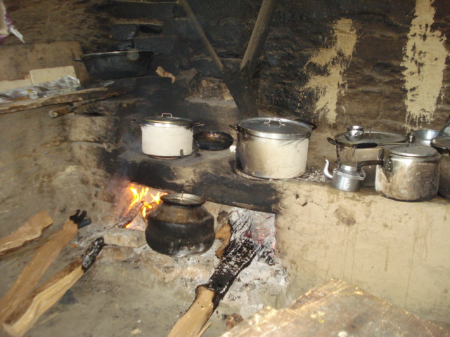 Log fire cooked traditional food